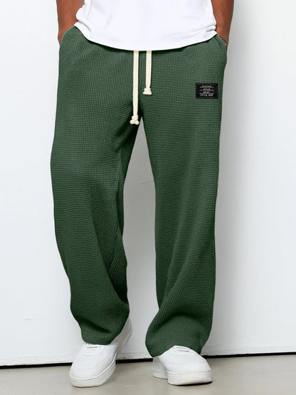 Wijde broek heren met elastische tailleband en trekkoord