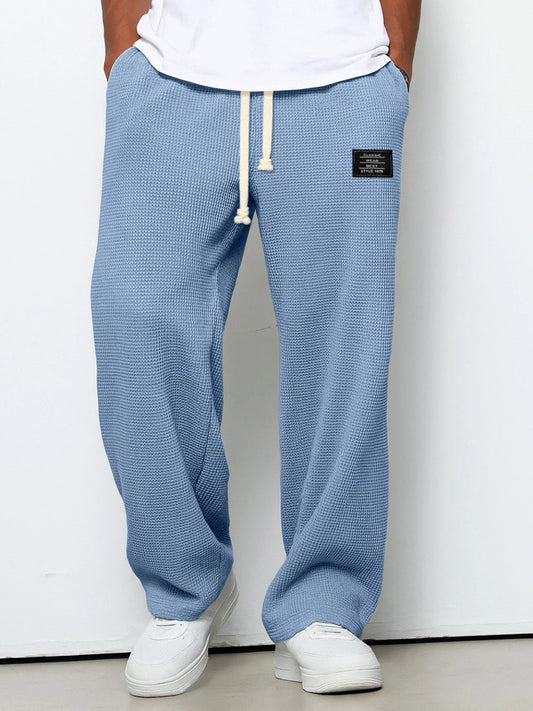 Wijde broek heren met elastische tailleband en trekkoord