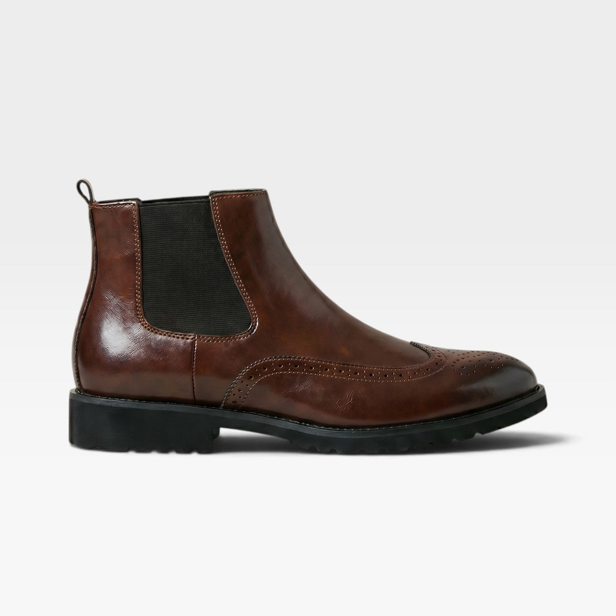 Instapmodel brogue chelsea boots heren met grove zool