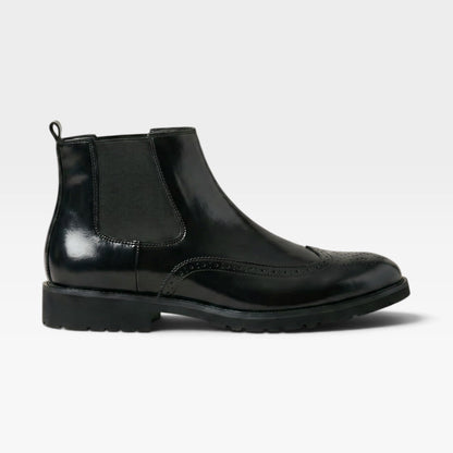 Instapmodel brogue chelsea boots heren met grove zool