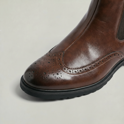 Instapmodel brogue chelsea boots heren met grove zool