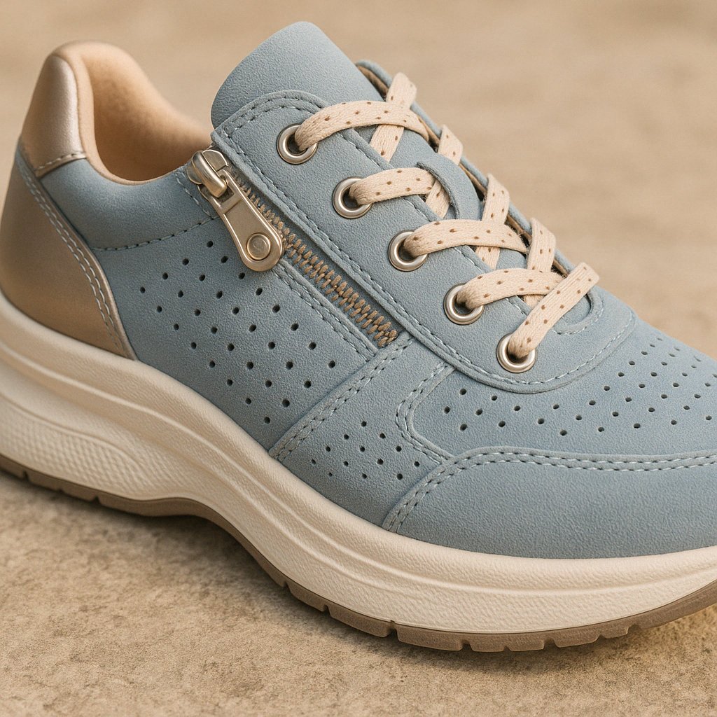 Sneakers dames met rits en sleehak, comfortabele wandelschoenen
