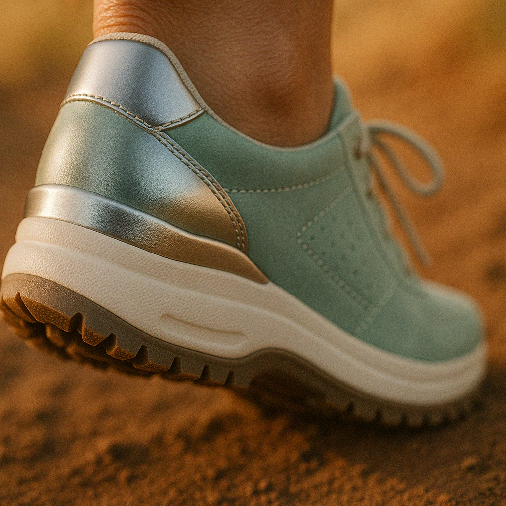 Sneakers dames met rits en sleehak, comfortabele wandelschoenen