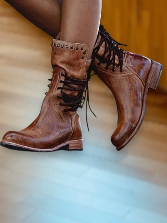 Lacey | Women's Leather Lace-Up Ankle Boots for All-Day Comfort | Brown