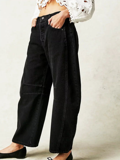 Barrel fit jeans dames met middelhoge taille en wijde pijpen
