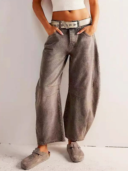 Barrel fit jeans dames met middelhoge taille en wijde pijpen