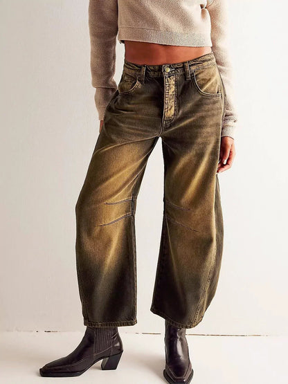 Barrel fit jeans dames met middelhoge taille en wijde pijpen