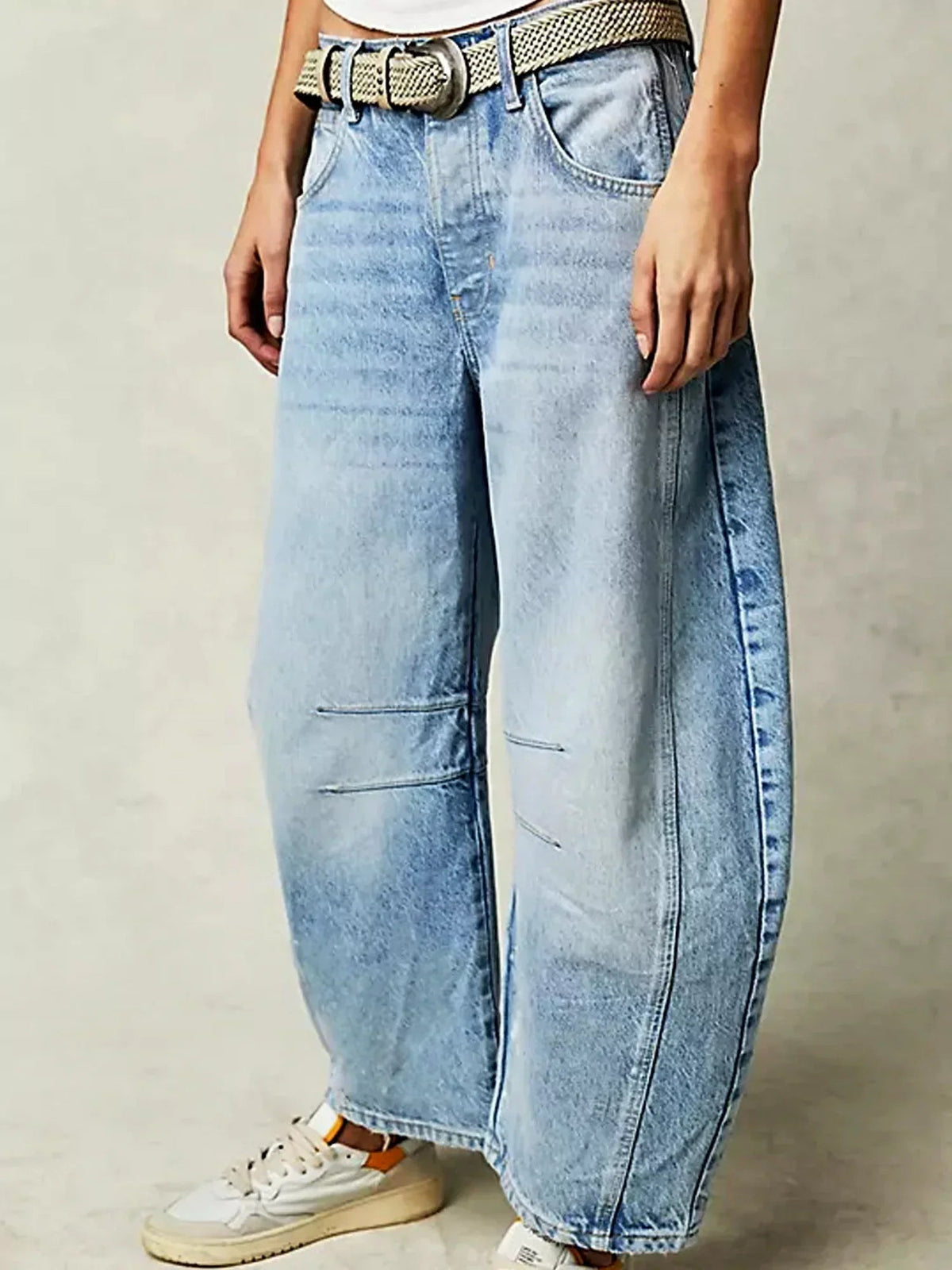 Barrel fit jeans dames met middelhoge taille en wijde pijpen
