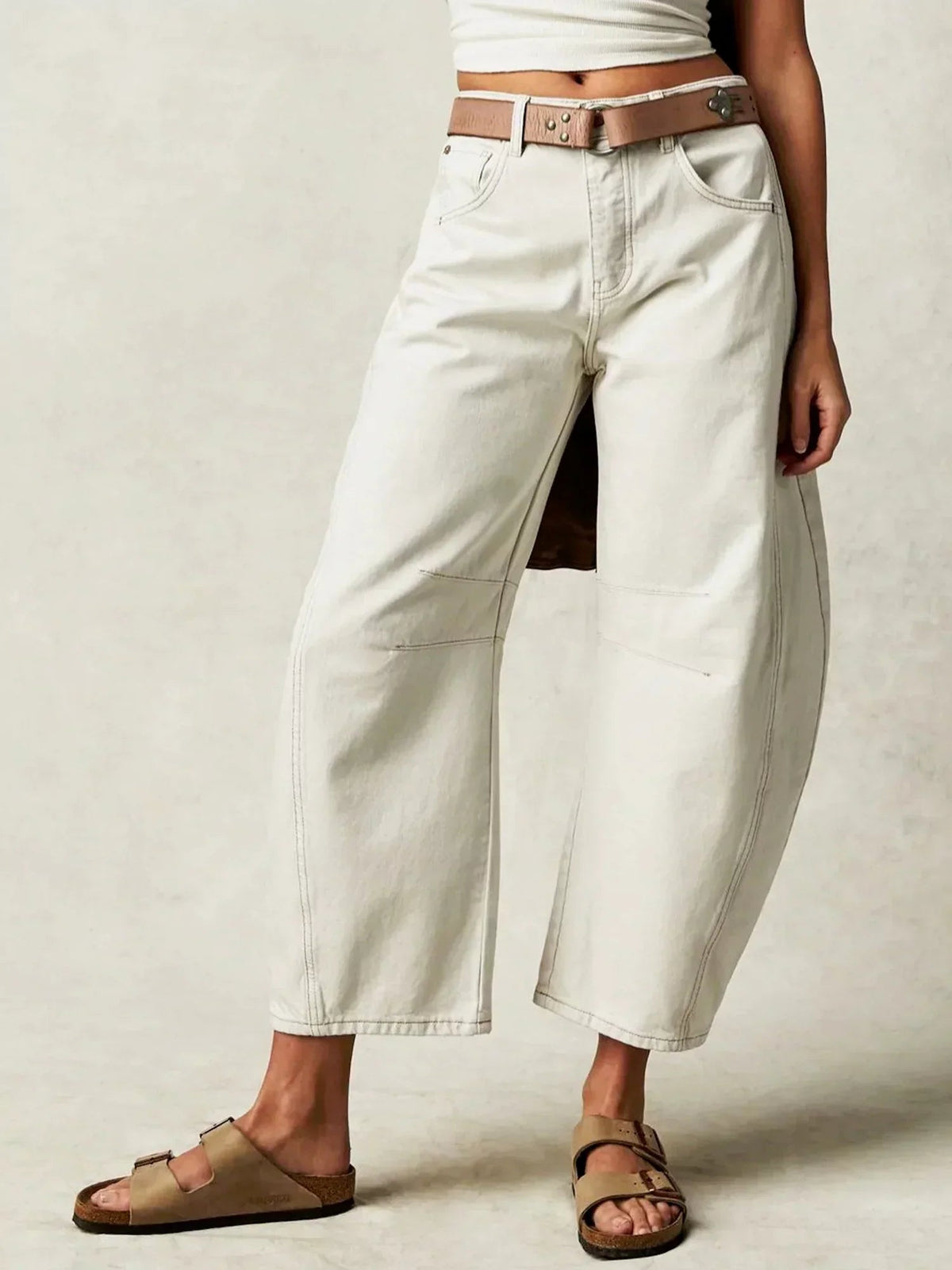 Barrel fit jeans dames met middelhoge taille en wijde pijpen