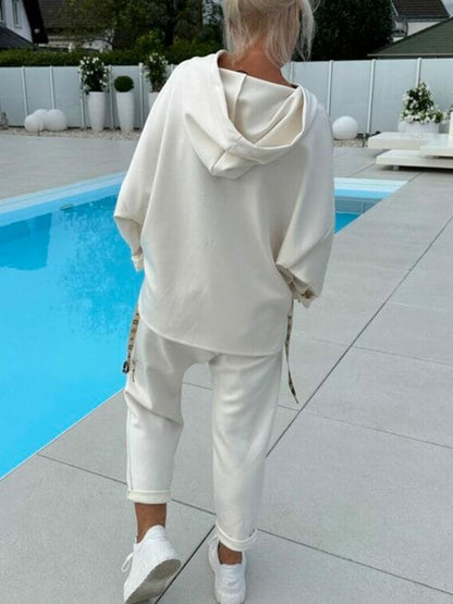 Tweedelige loungeset dames met capuchontrui en joggingbroek