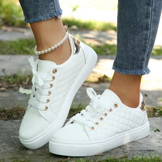 Gewatteerde sneakers dames met vetersluiting en platformzool
