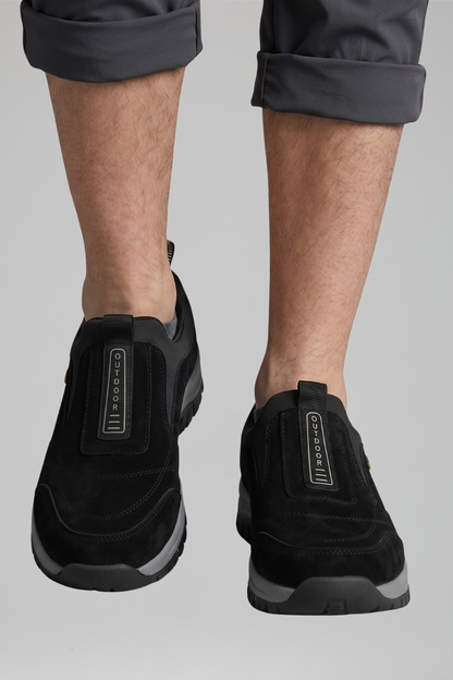 Instap wandelschoenen heren met profielzool en treklussen