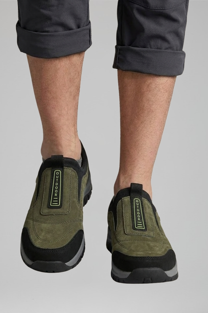 Instap wandelschoenen heren met profielzool en treklussen