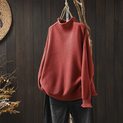 Grofgebreide oversized coltrui dames met hoge col en lange mouwen