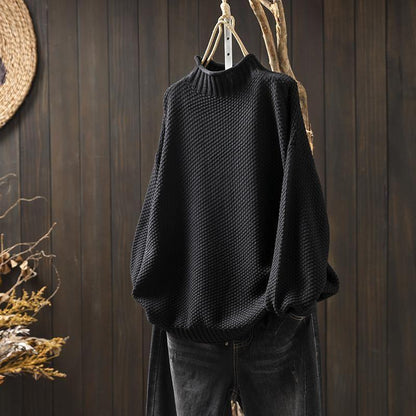 Grofgebreide oversized coltrui dames met hoge col en lange mouwen