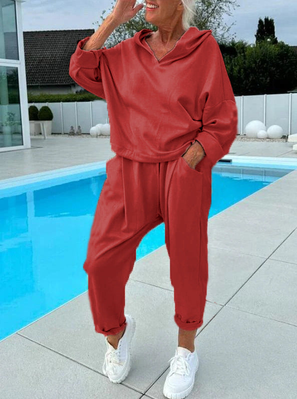 Tweedelige loungeset dames met capuchontrui en joggingbroek