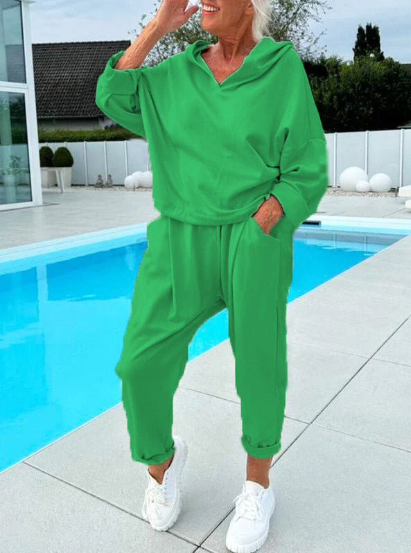 Tweedelige loungeset dames met capuchontrui en joggingbroek