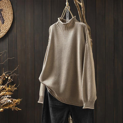 Grofgebreide oversized coltrui dames met hoge col en lange mouwen