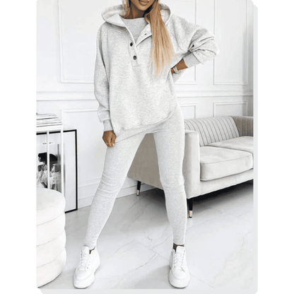 Joggingpak dames met drukknoopsluiting en oversized hoodie