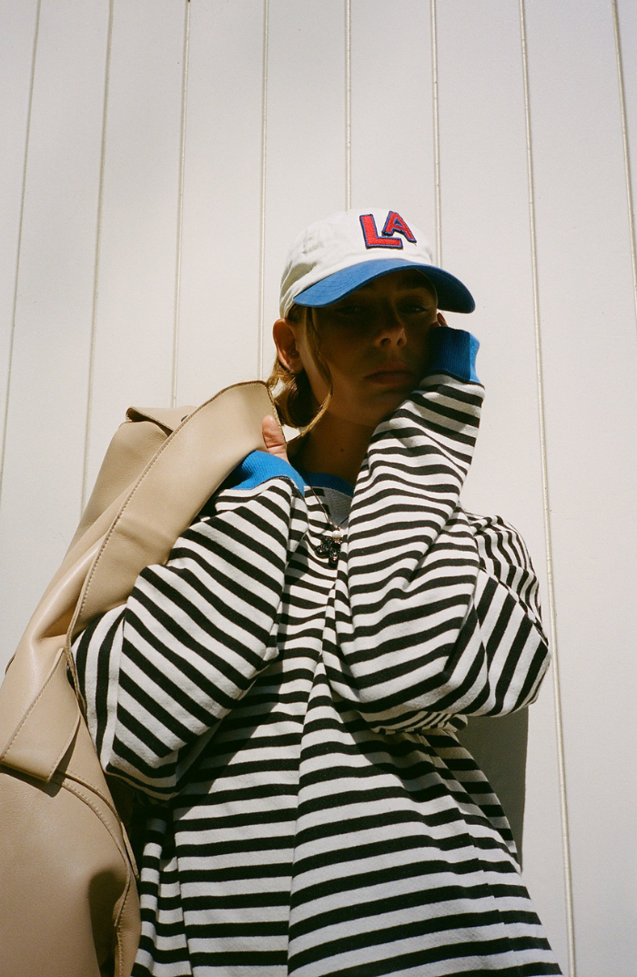 Ronde hals gestreepte sweater dames met oversized pasvorm