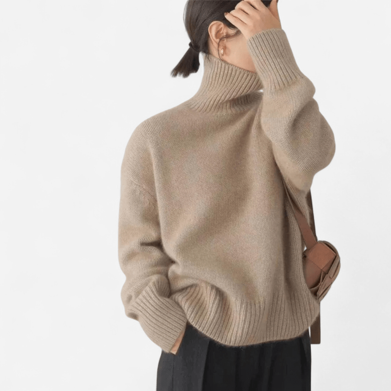 Québec Élégance Cardigan Collection Louise - Pull en cachemire à col roulé doux et élégant