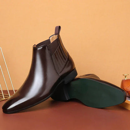 Chelsea boots heren met spitse neus en elastische zijpanelen