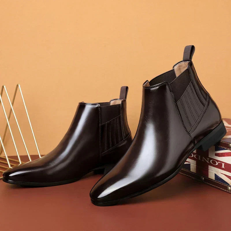 Chelsea boots heren met spitse neus en elastische zijpanelen