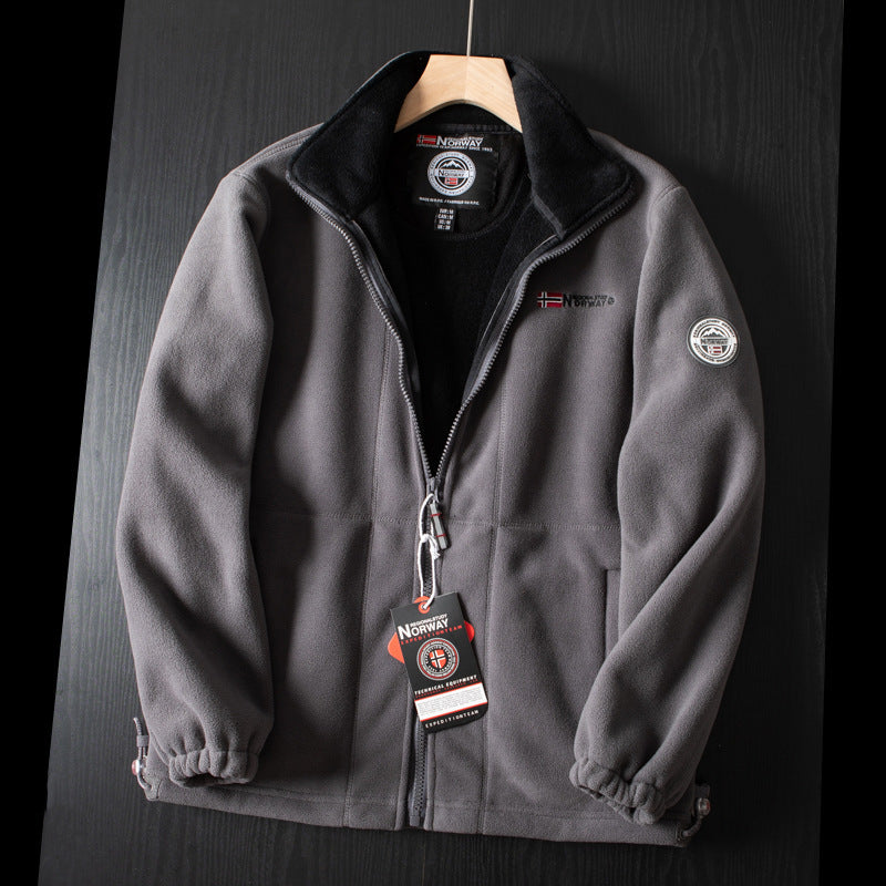 Fleece vest heren met opstaande kraag en volledige rits