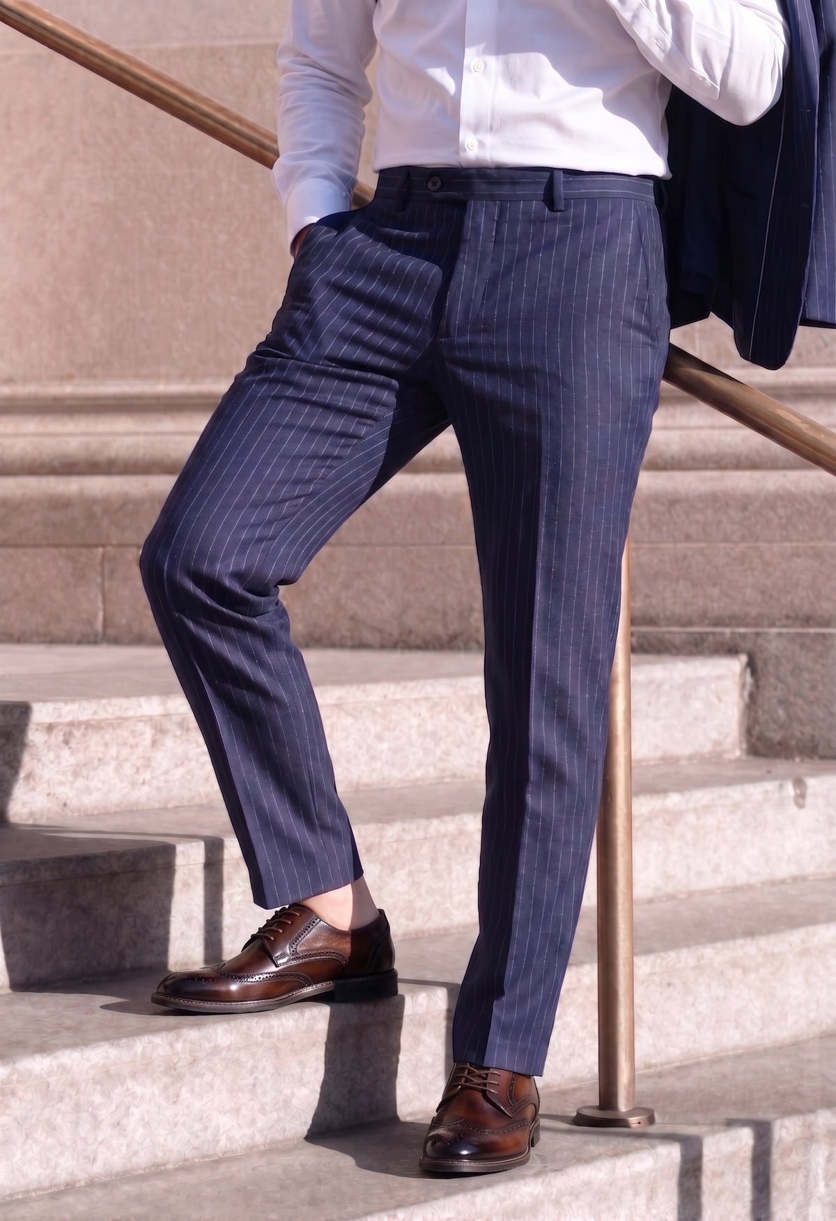Geklede veterschoenen met brogue details voor heren, derby model