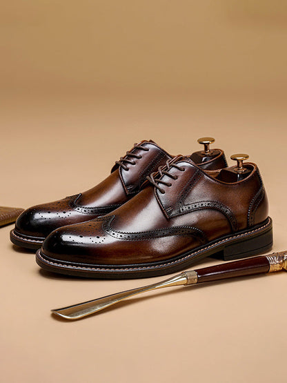 Geklede veterschoenen met brogue details voor heren, derby model