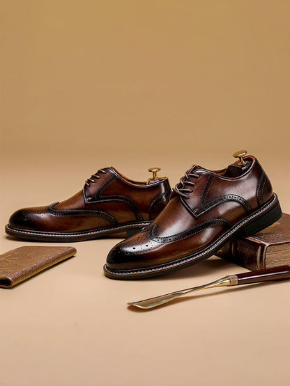 Geklede veterschoenen met brogue details voor heren, derby model