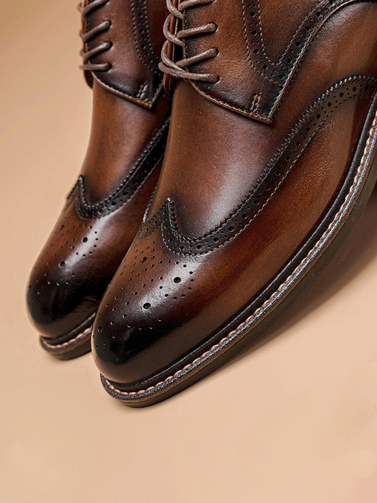Geklede veterschoenen met brogue details voor heren, derby model