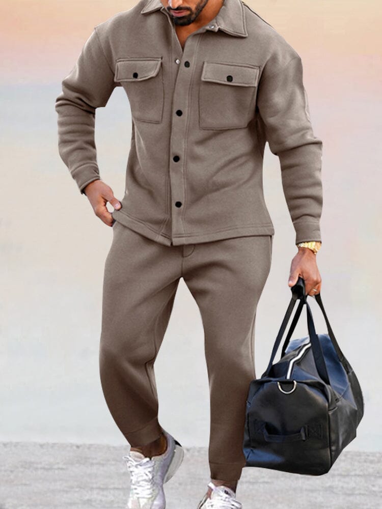 Athleisure 2-Piece Suede Set Sports Set coofandy 