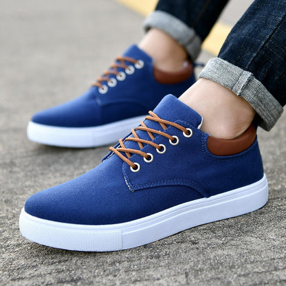 Lage sneakers heren met vetersluiting en verhoogde platte zool