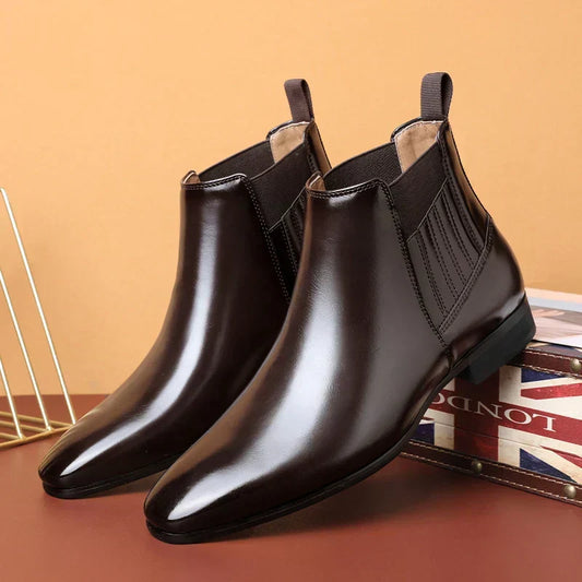 Chelsea boots heren met spitse neus en elastische zijpanelen