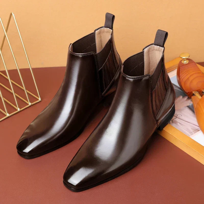 Chelsea boots heren met spitse neus en elastische zijpanelen