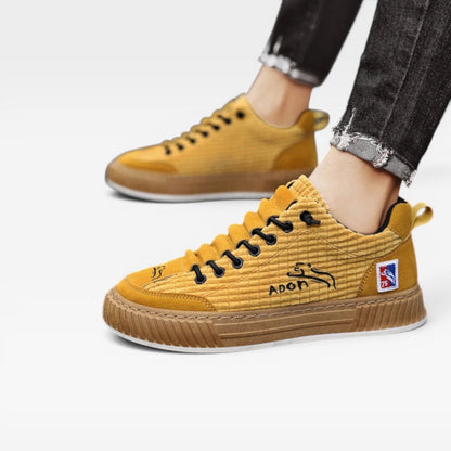 Lage sneakers met veters en geribbelde bovenkant voor heren