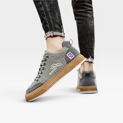 Lage sneakers met veters en geribbelde bovenkant voor heren