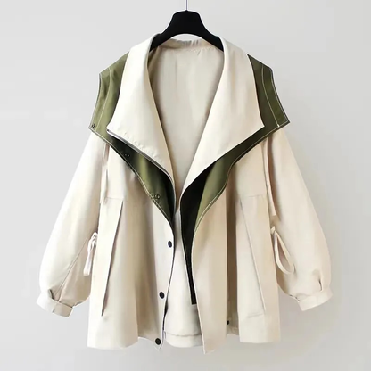 Oversized jas dames met capuchon en grote reverskraag