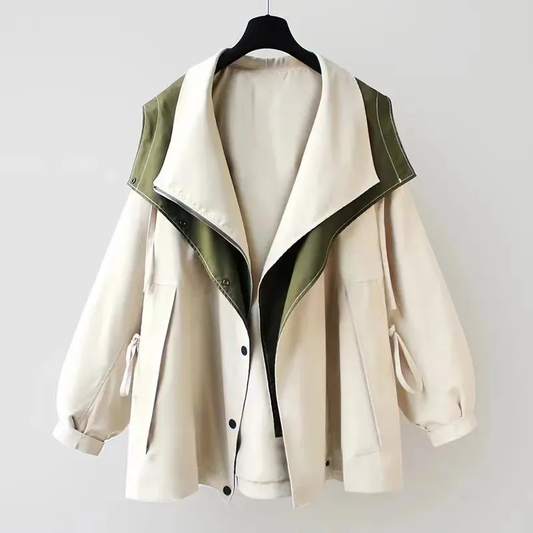 Oversized jas dames met capuchon en grote reverskraag