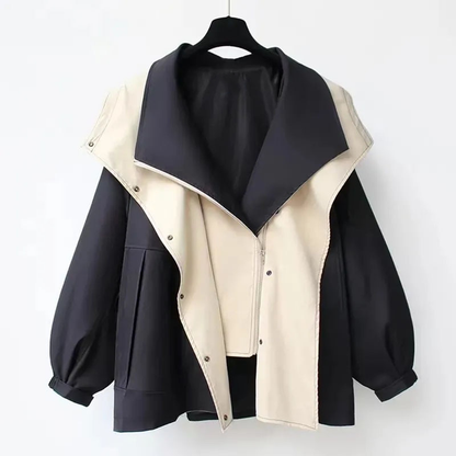 Oversized jas dames met capuchon en grote reverskraag