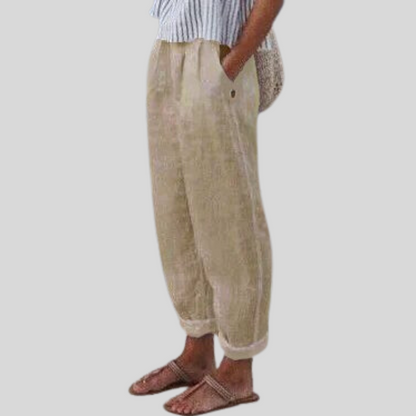 Cropped broek dames met omgeslagen enkelzoom en twee steekzakken
