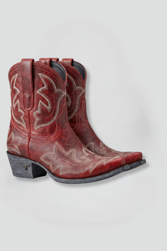 Geborduurde cowboylaarzen dames met spitse neus en blokhak