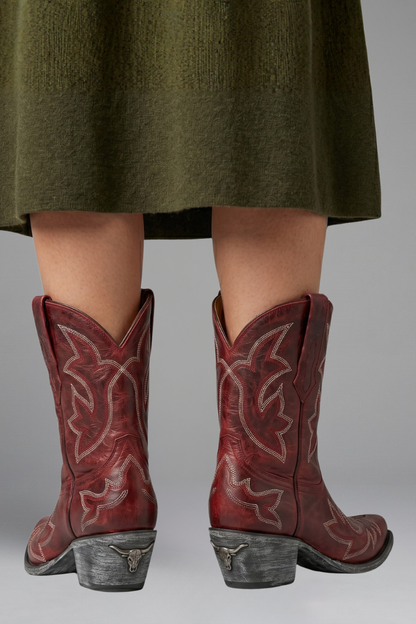 Geborduurde cowboylaarzen dames met spitse neus en blokhak