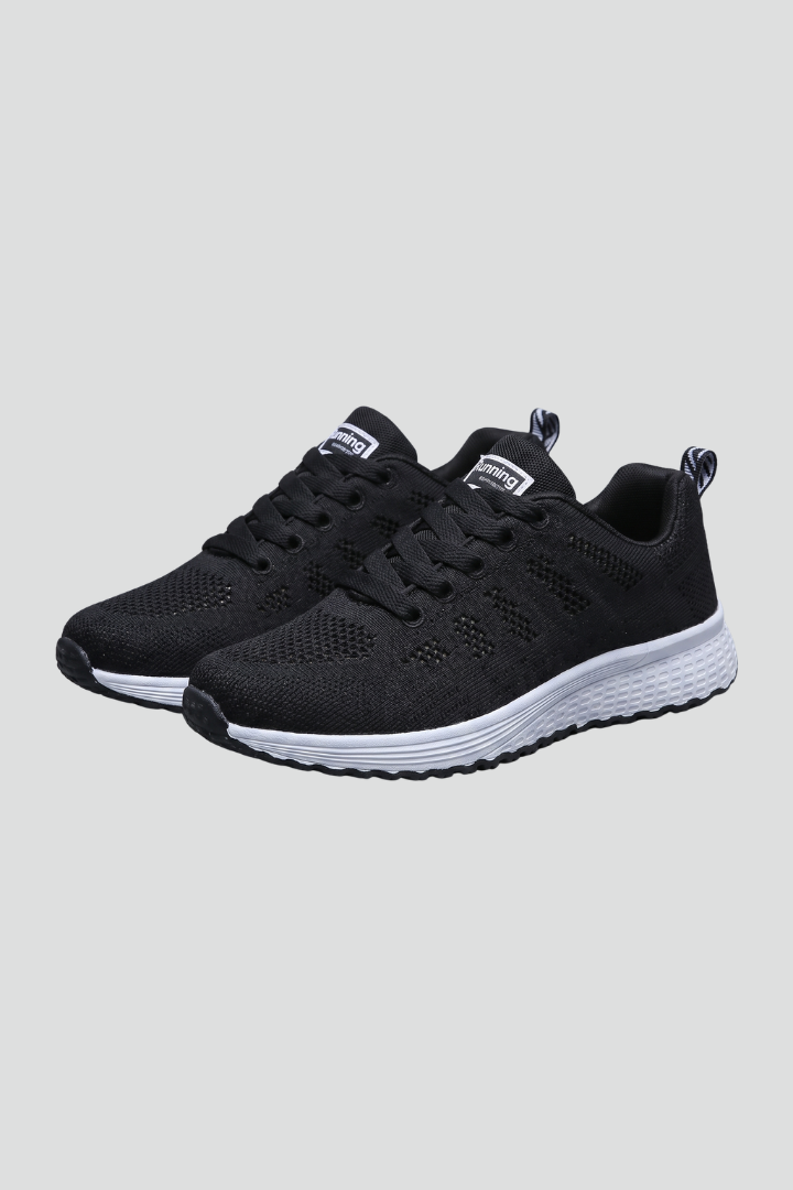 Lage wandelschoenen dames met vetersluiting en mesh bovenwerk