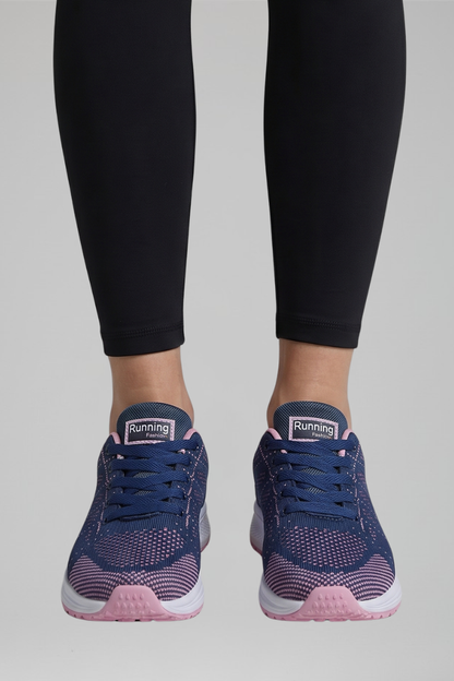 Lage wandelschoenen dames met vetersluiting en mesh bovenwerk