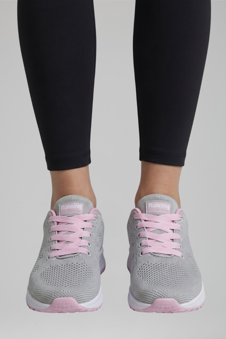Lage wandelschoenen dames met vetersluiting en mesh bovenwerk