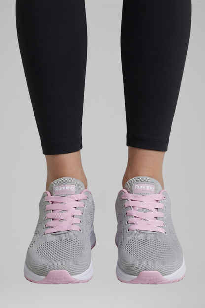 Lage wandelschoenen dames met vetersluiting en mesh bovenwerk