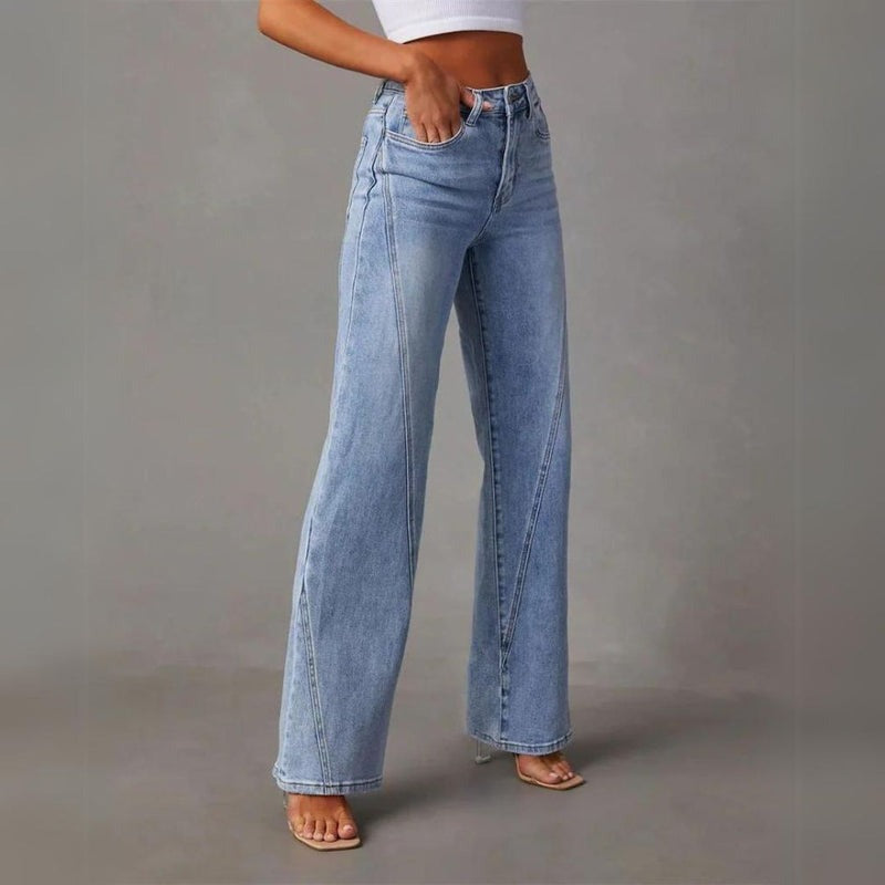 Wijde pijpen jeans dames met hoge taille en five-pocket design
