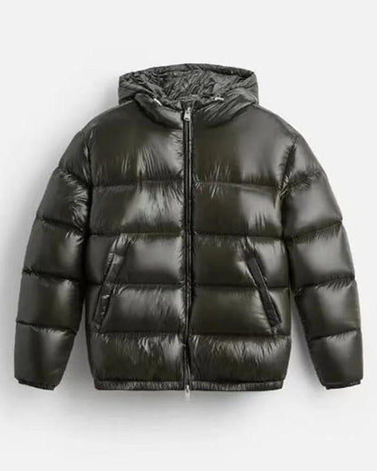Gewatteerde puffer jas heren met capuchon en ritssluiting